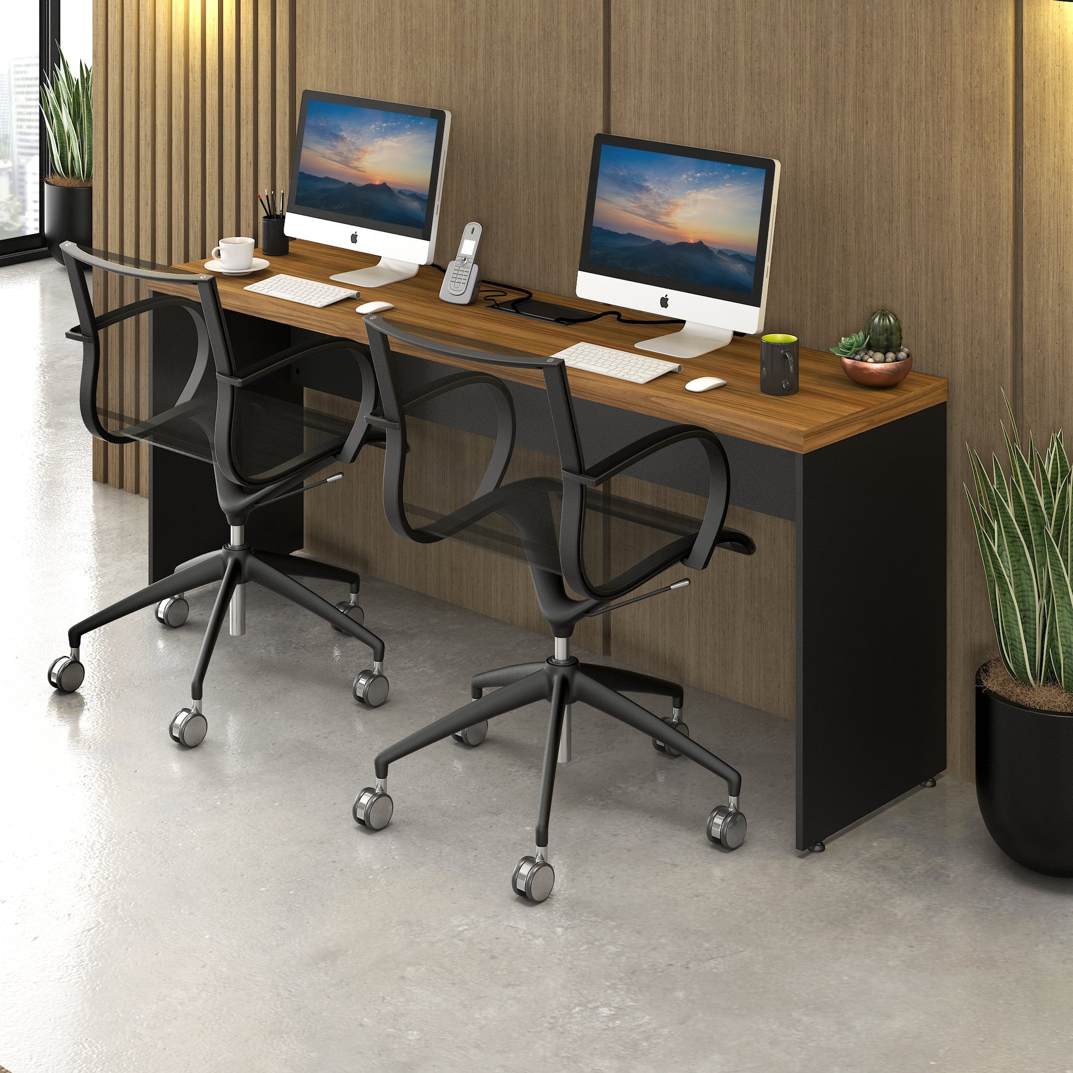 Design Industrial em Mesas Duplas: Durabilidade e Estilo para Seu Escritório