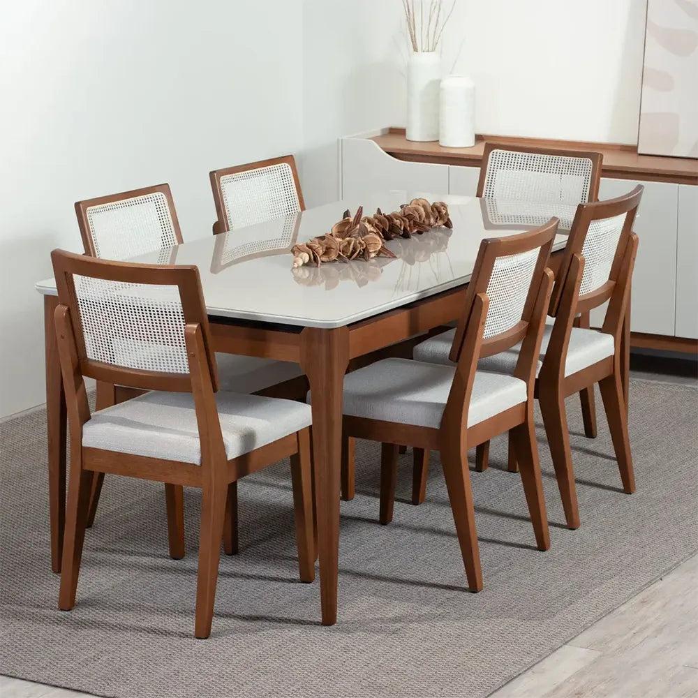 mesa de jantar 6 lugares moderna madeira