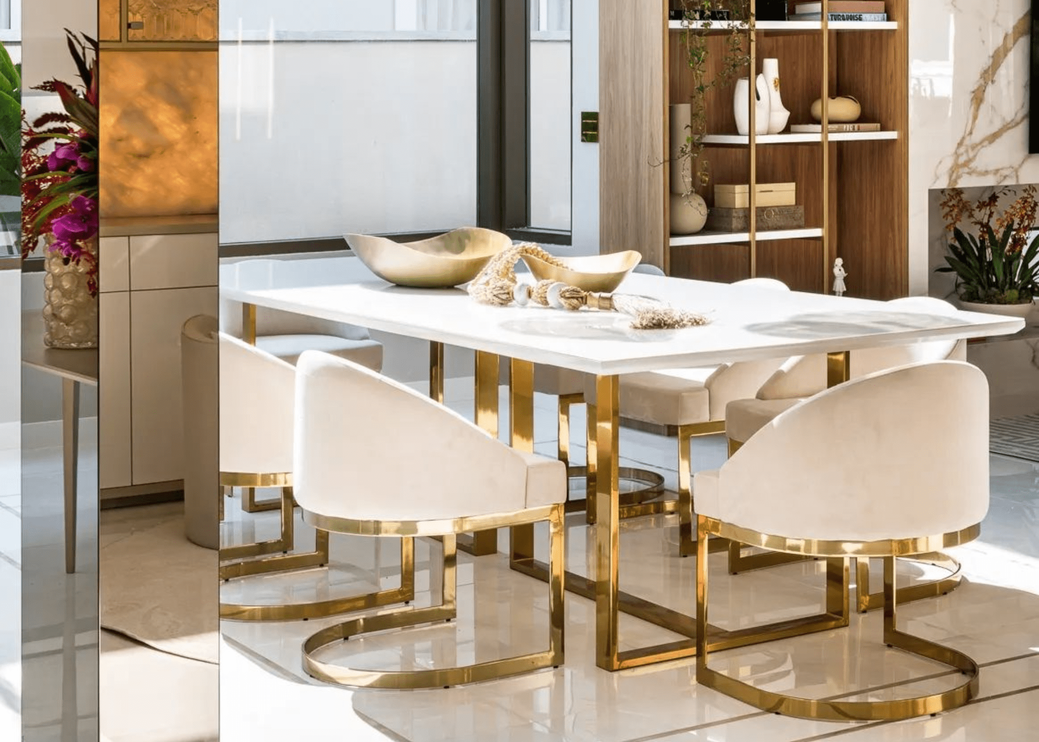 conjunto mesa de jantar 8 lugares luxo