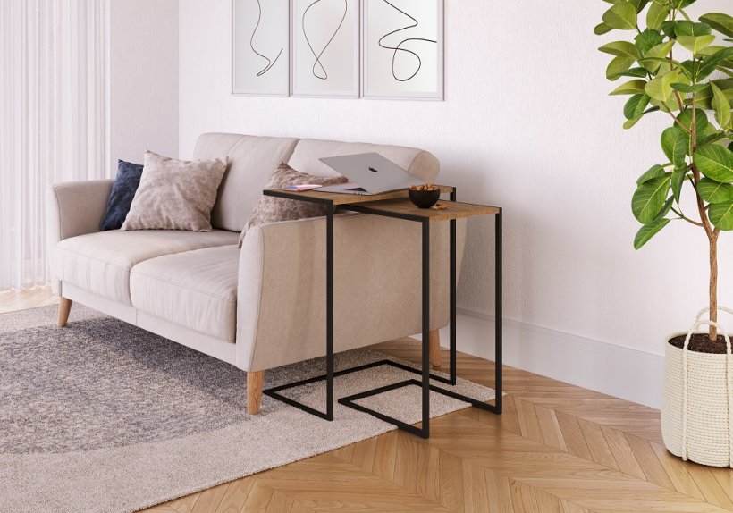 Mesa lateral de sofá com nichos