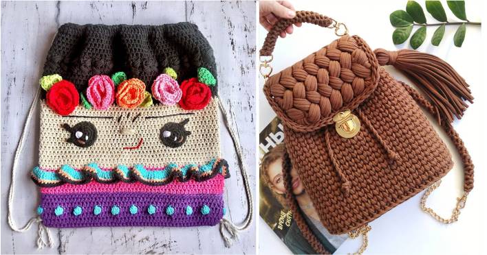 mochila de crochê