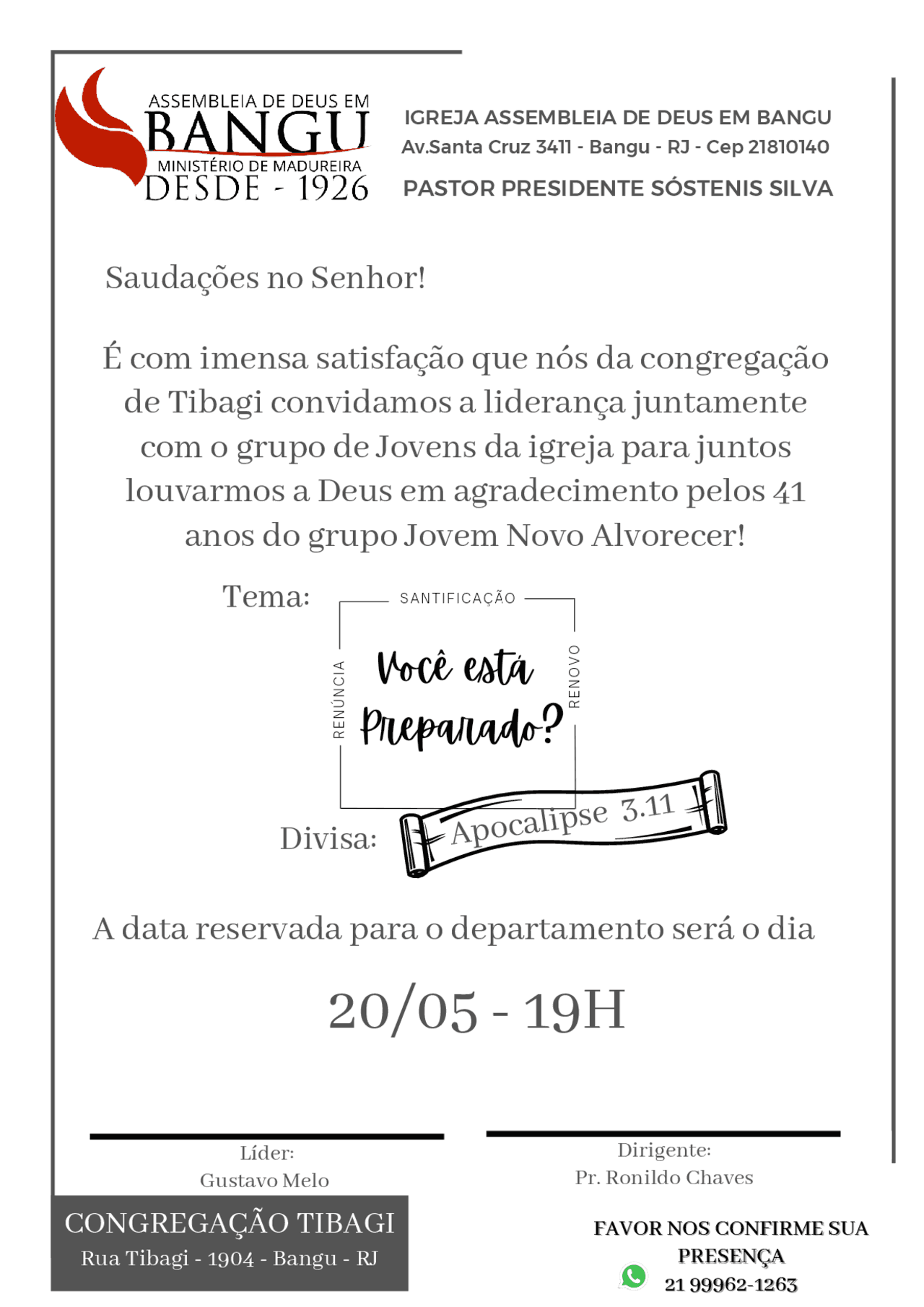modelo de carta convite para igreja