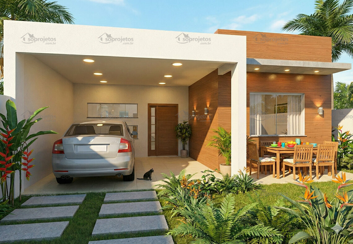 projeto arquitetônico casa com garagem