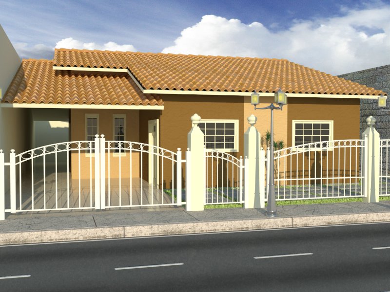 fachada de casa simples com janelas grandes