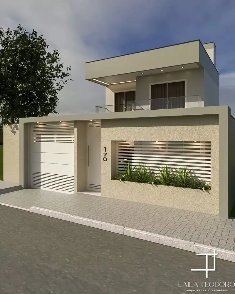 fachada de casa simples com telhado aparente
