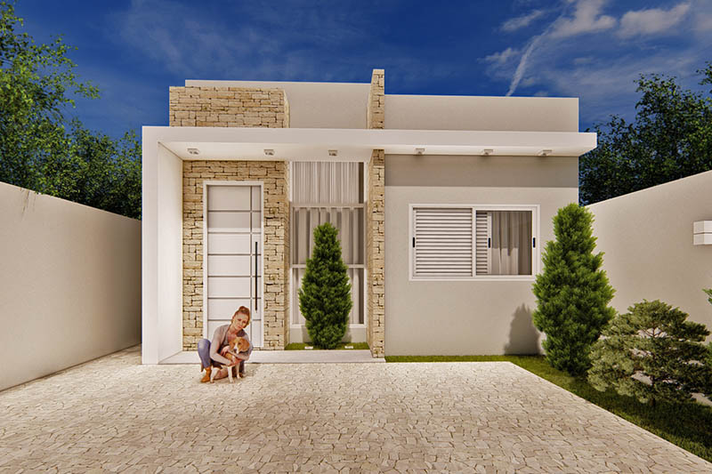 fachada de casa simples com varanda