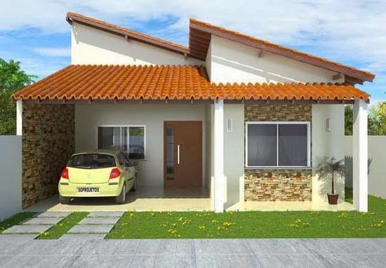 fachada de casa simples com pedra