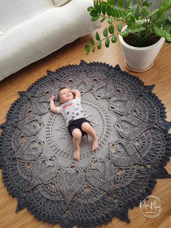 tapetes de crochê para quarto