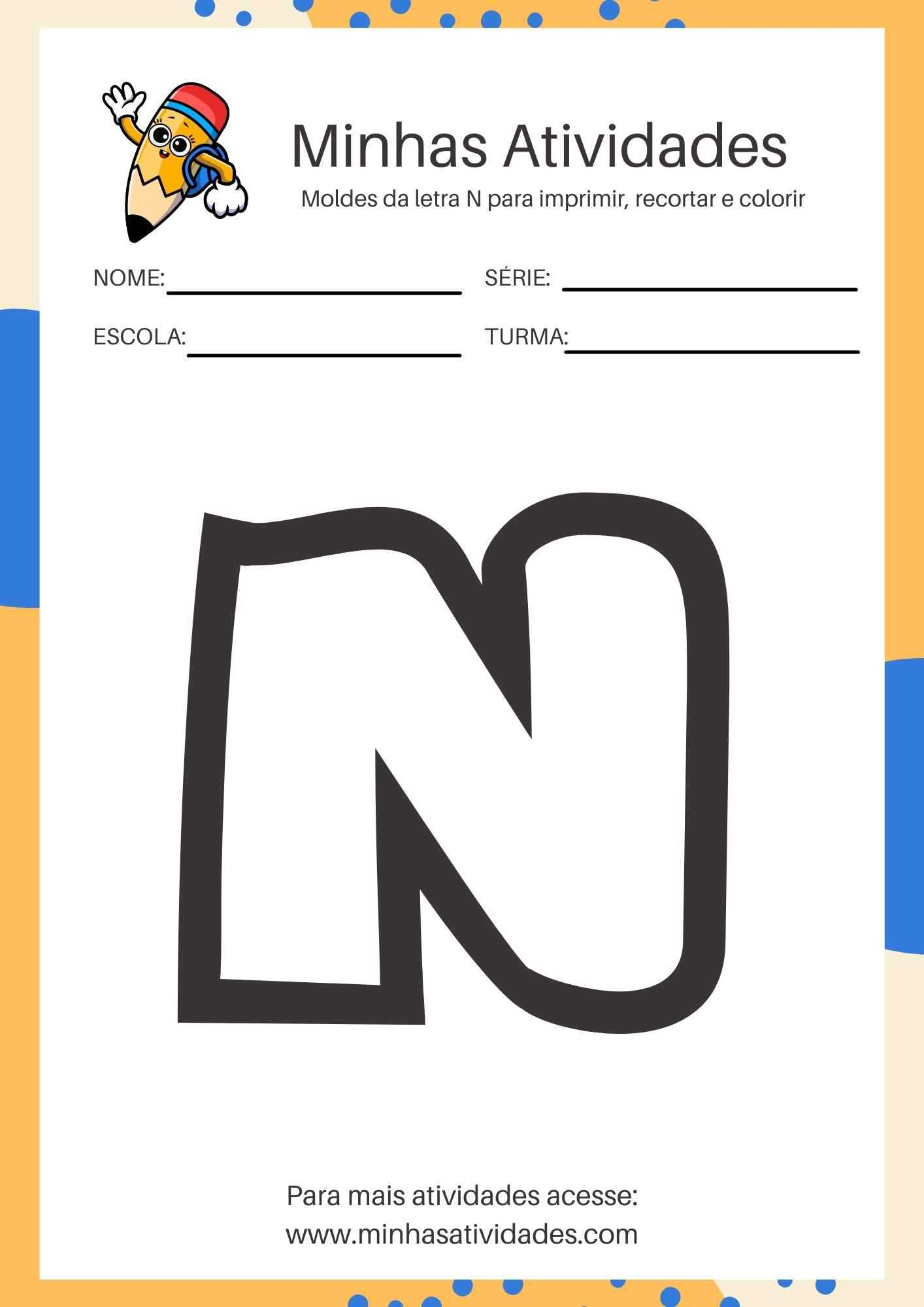 molde letra N para colorir