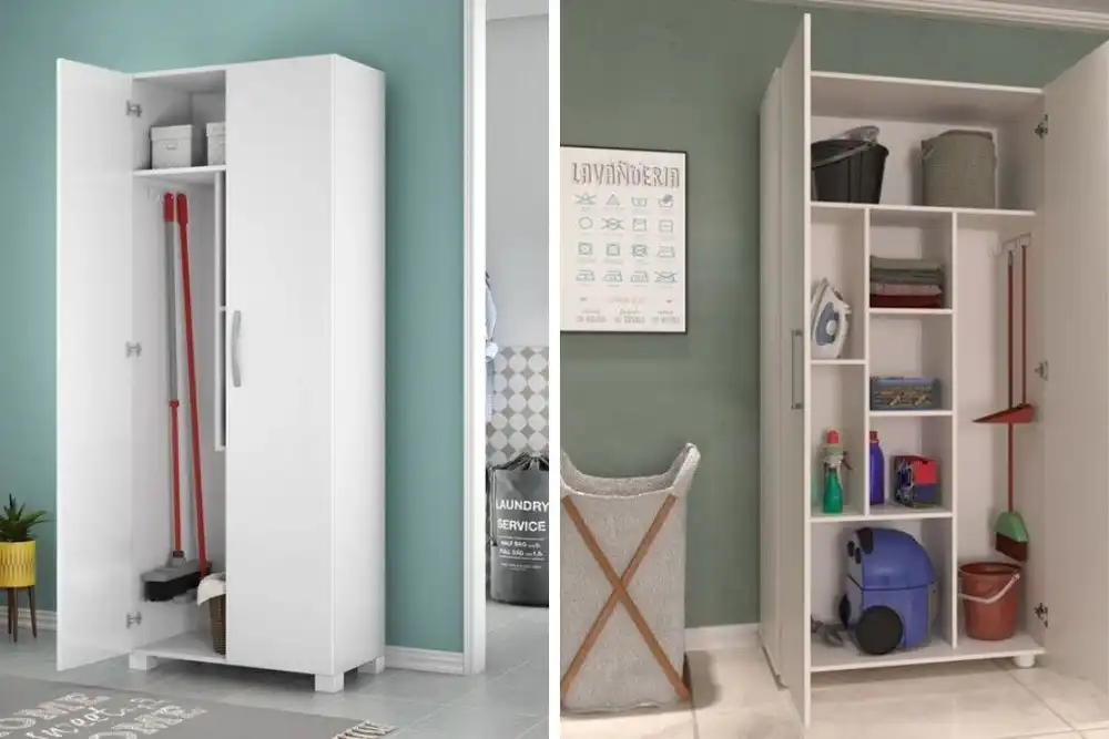 armário de canto para lavanderia pequena