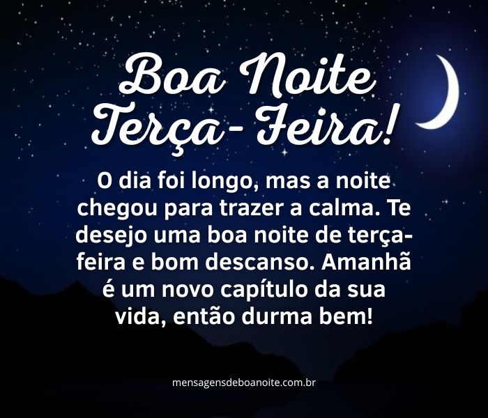 frase de boa noite para terça-feira com paz