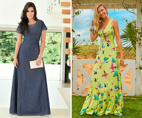 mulher de vestido longo