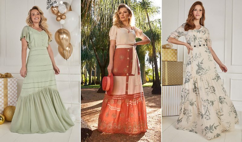 mulher de vestido longo