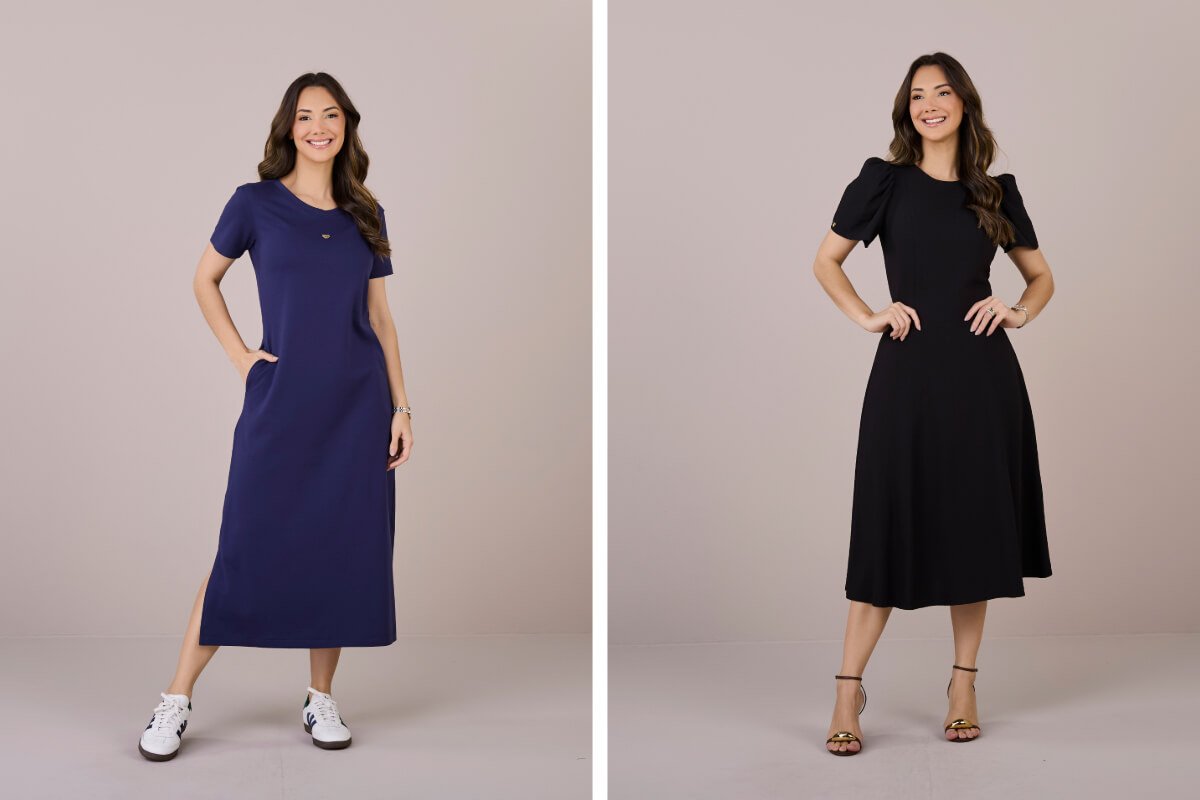 mulher de vestido longo