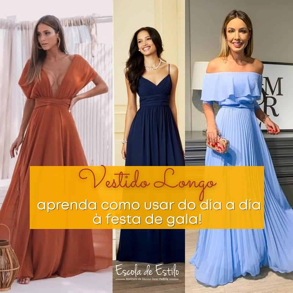mulher de vestido longo