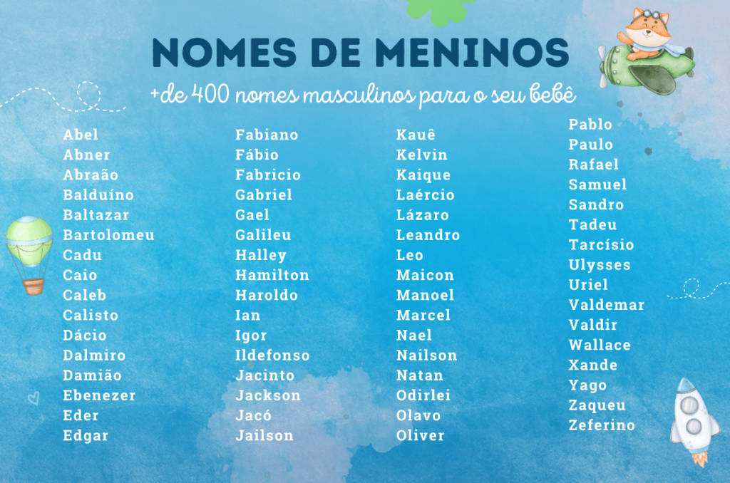 nomes de menino com e curtos