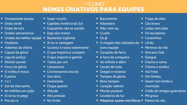 nomes para equipes de gincana