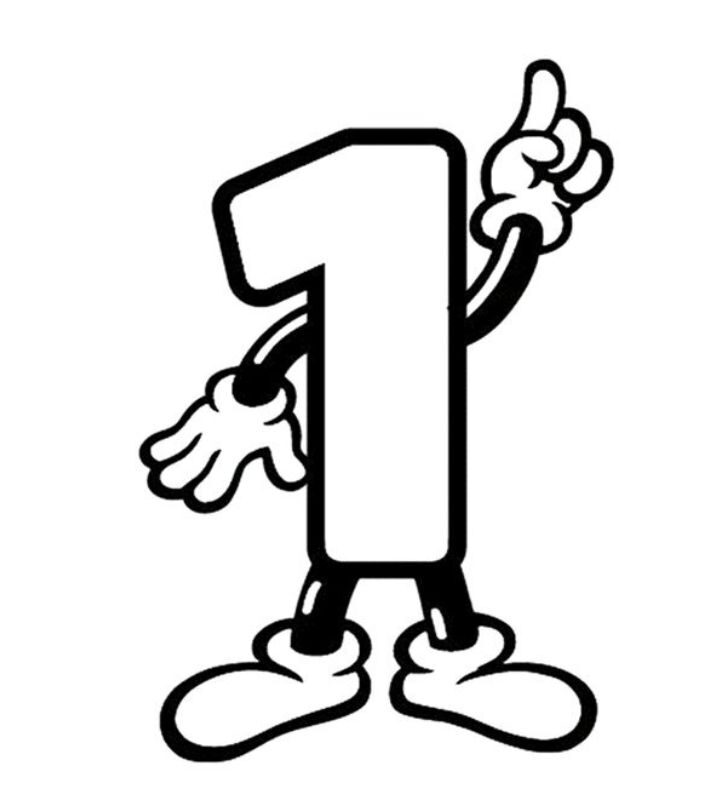 molde numero 1 vazado para colorir