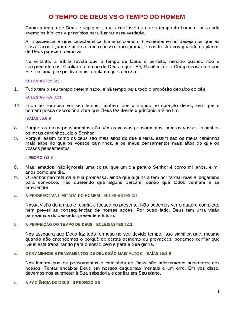 o que é o tempo de Deus
