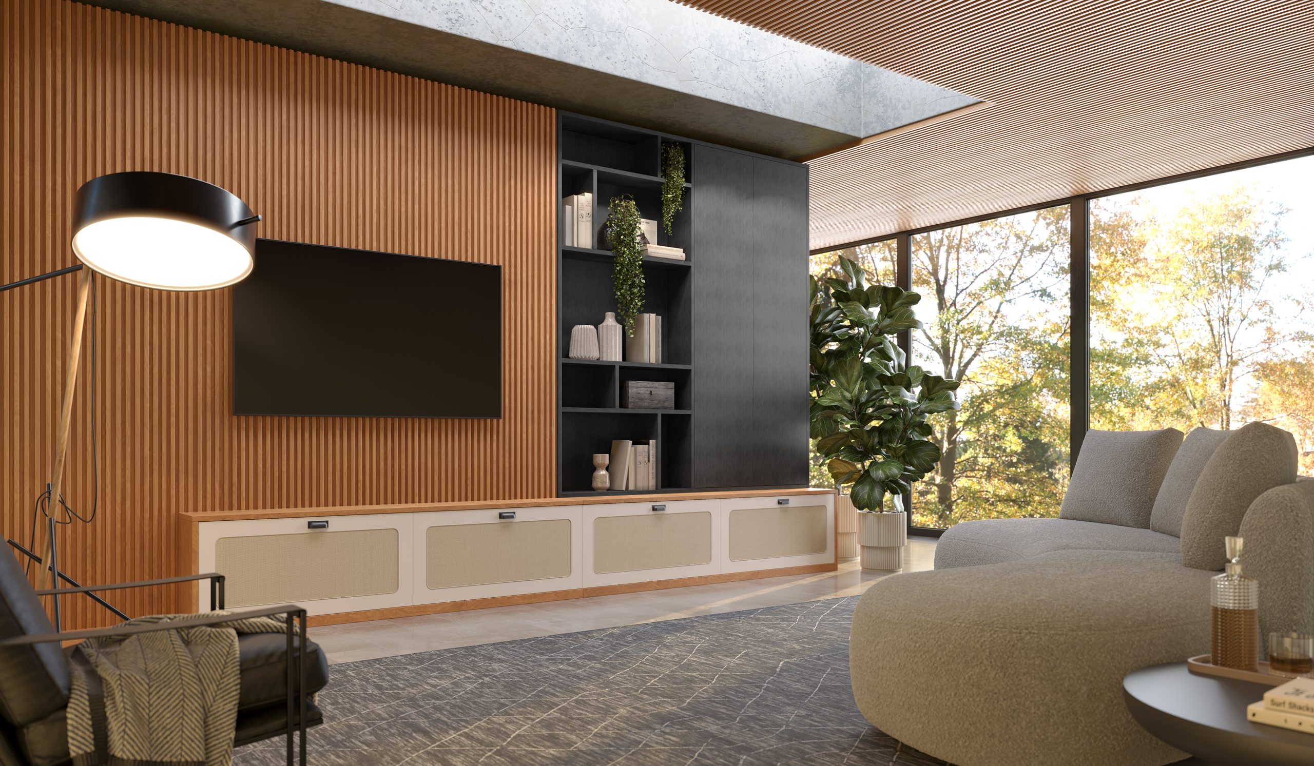 ideias painel ripado cozinha moderna