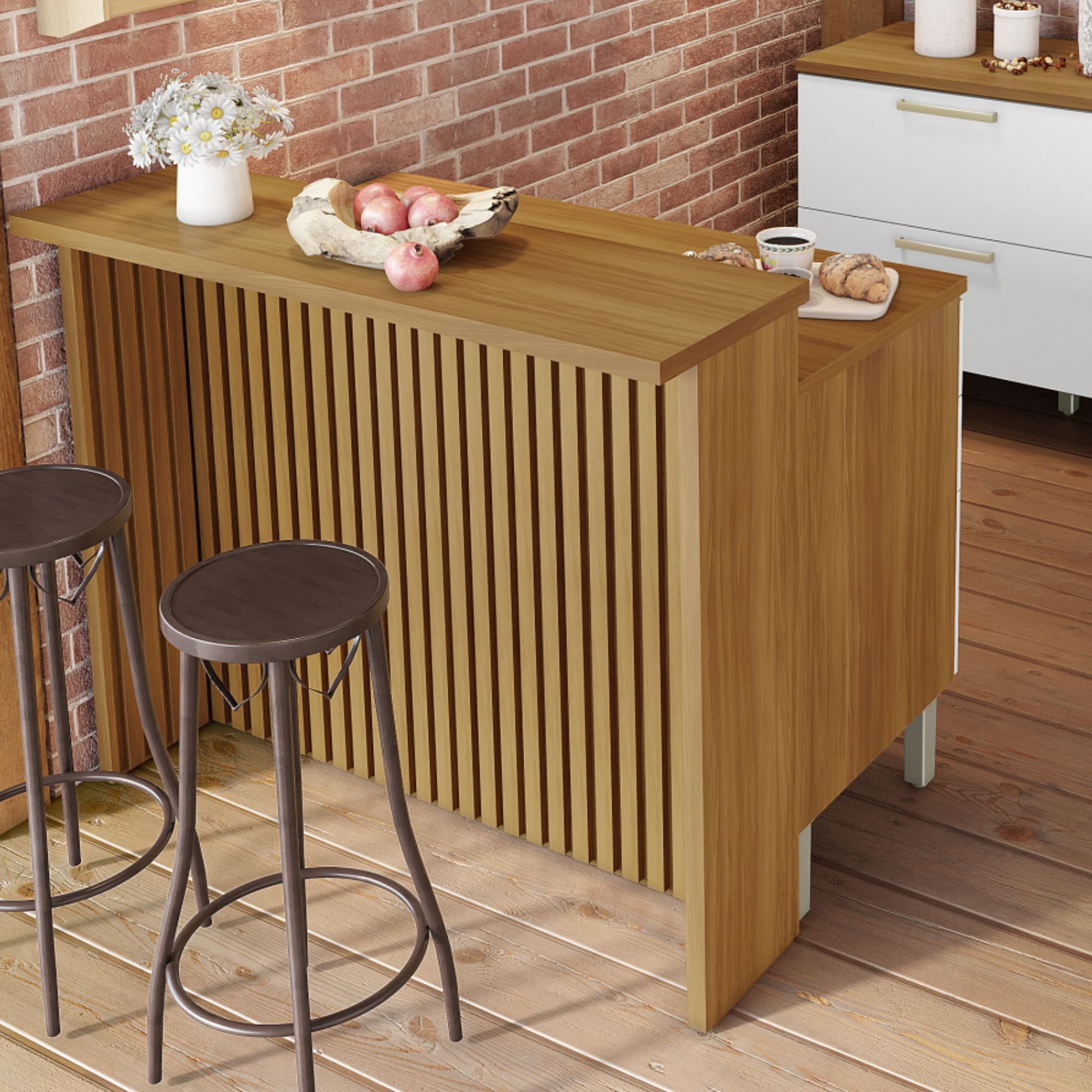 painel ripado para ilha cozinha americana