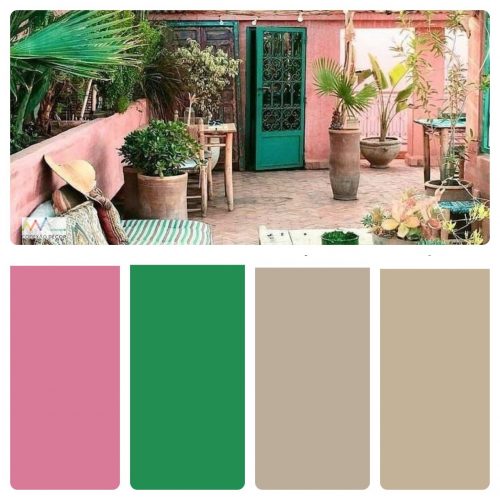 verde musgo e rosa claro