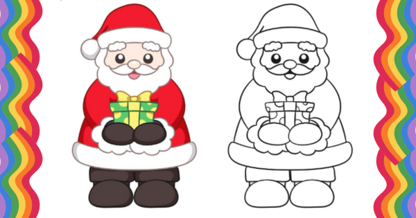 papai noel kawaii para colorir