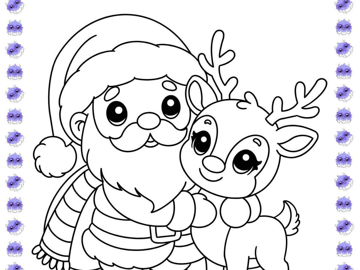 papai noel kawaii para colorir