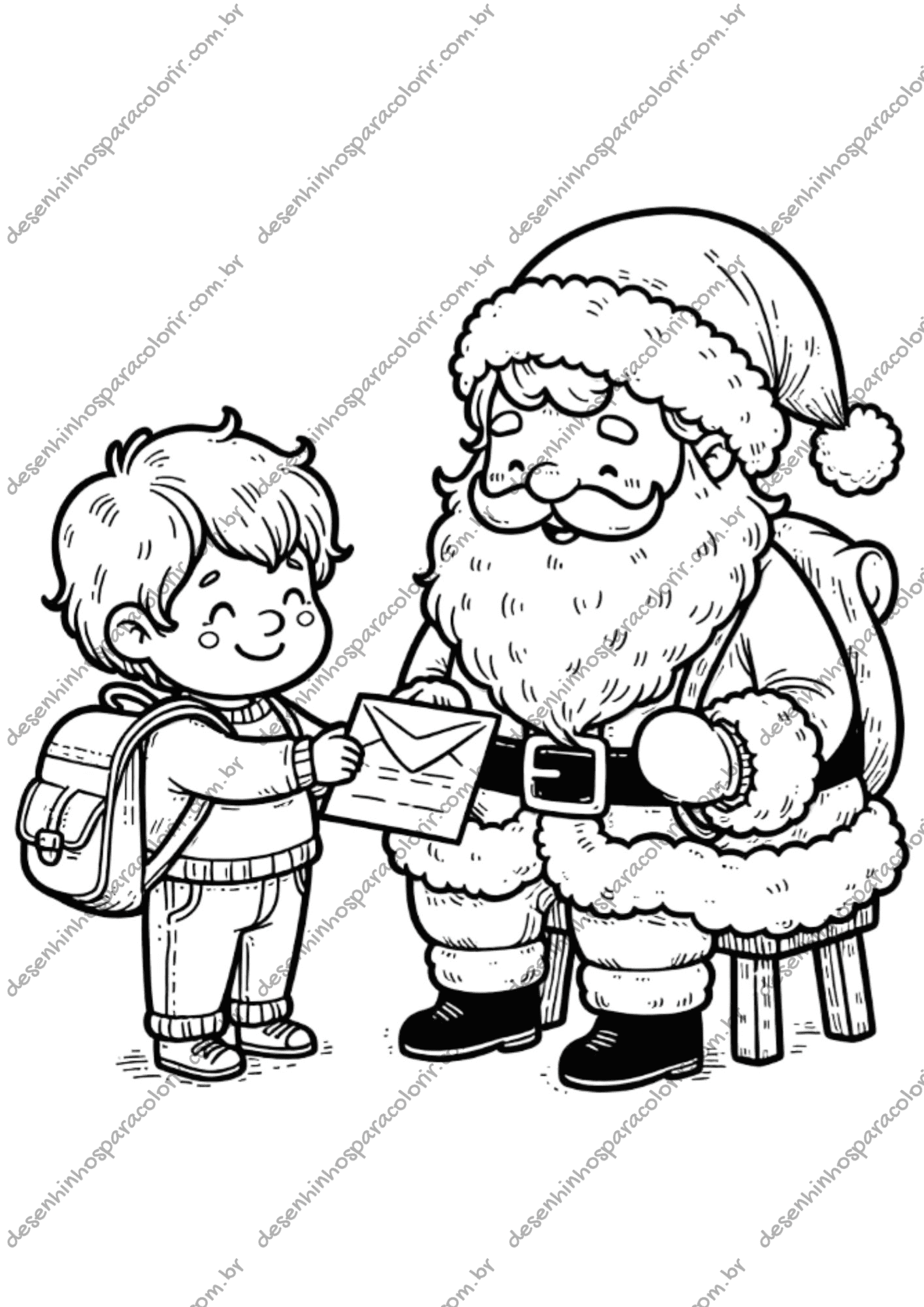 papai noel com renas para colorir