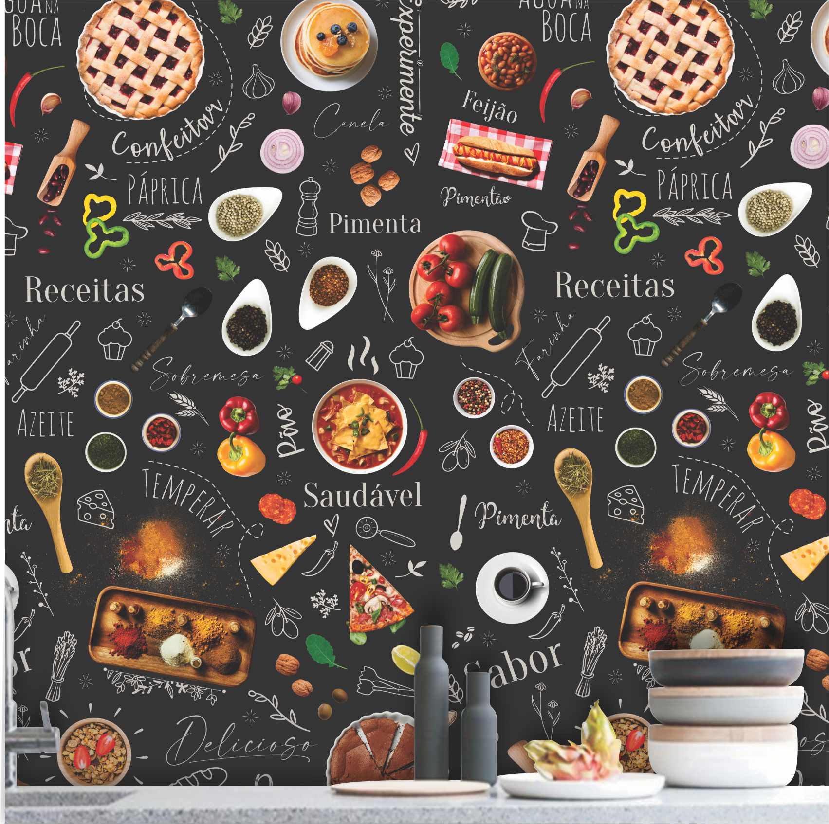 papel de parede cozinha anti-mofo