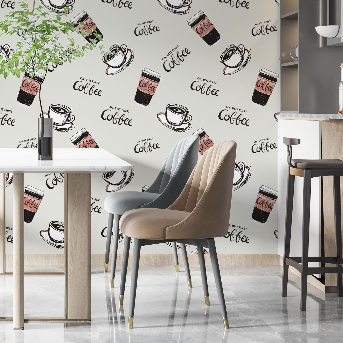 papel de parede cozinha fácil de aplicar