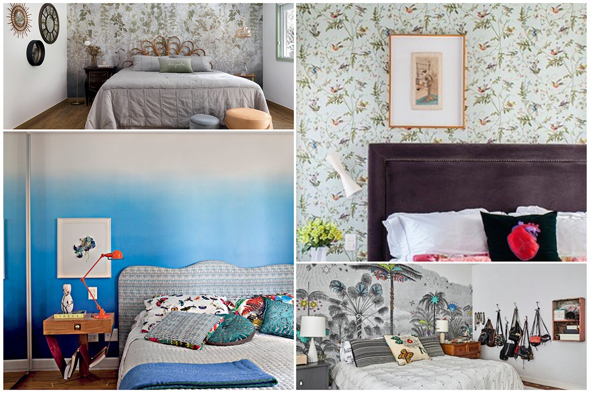 papel de parede quarto casal com linho