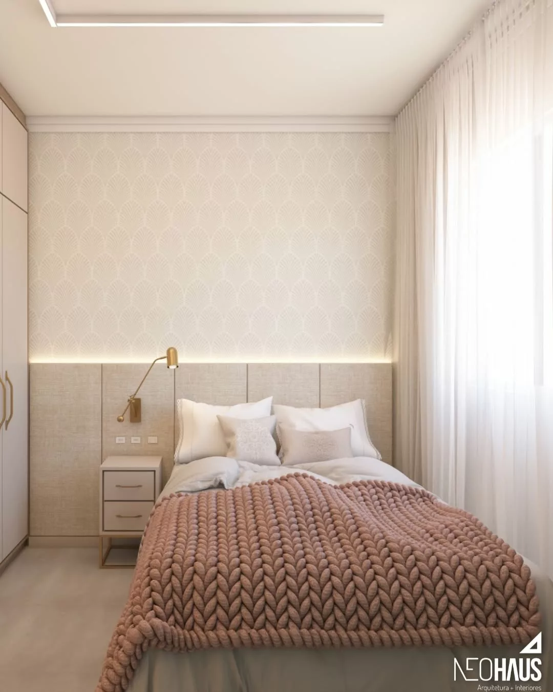 papel de parede quarto casal para destacar cabeceira