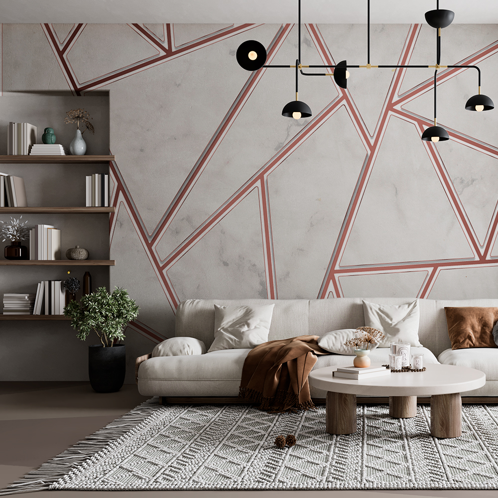 papel de parede rose gold geométrico