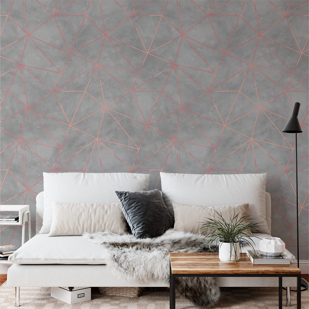 papel de parede rose gold metalizado