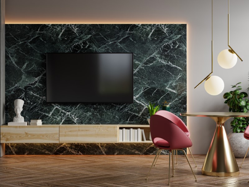 parede com efeito marmorizado