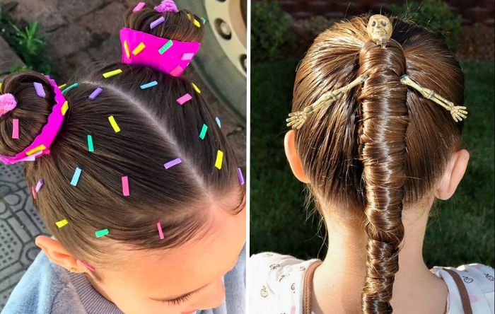 ideias de penteado maluco com materiais reciclados