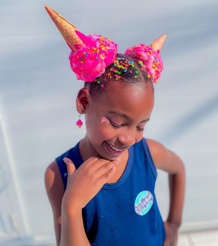 penteado maluco infantil com tema de sereia