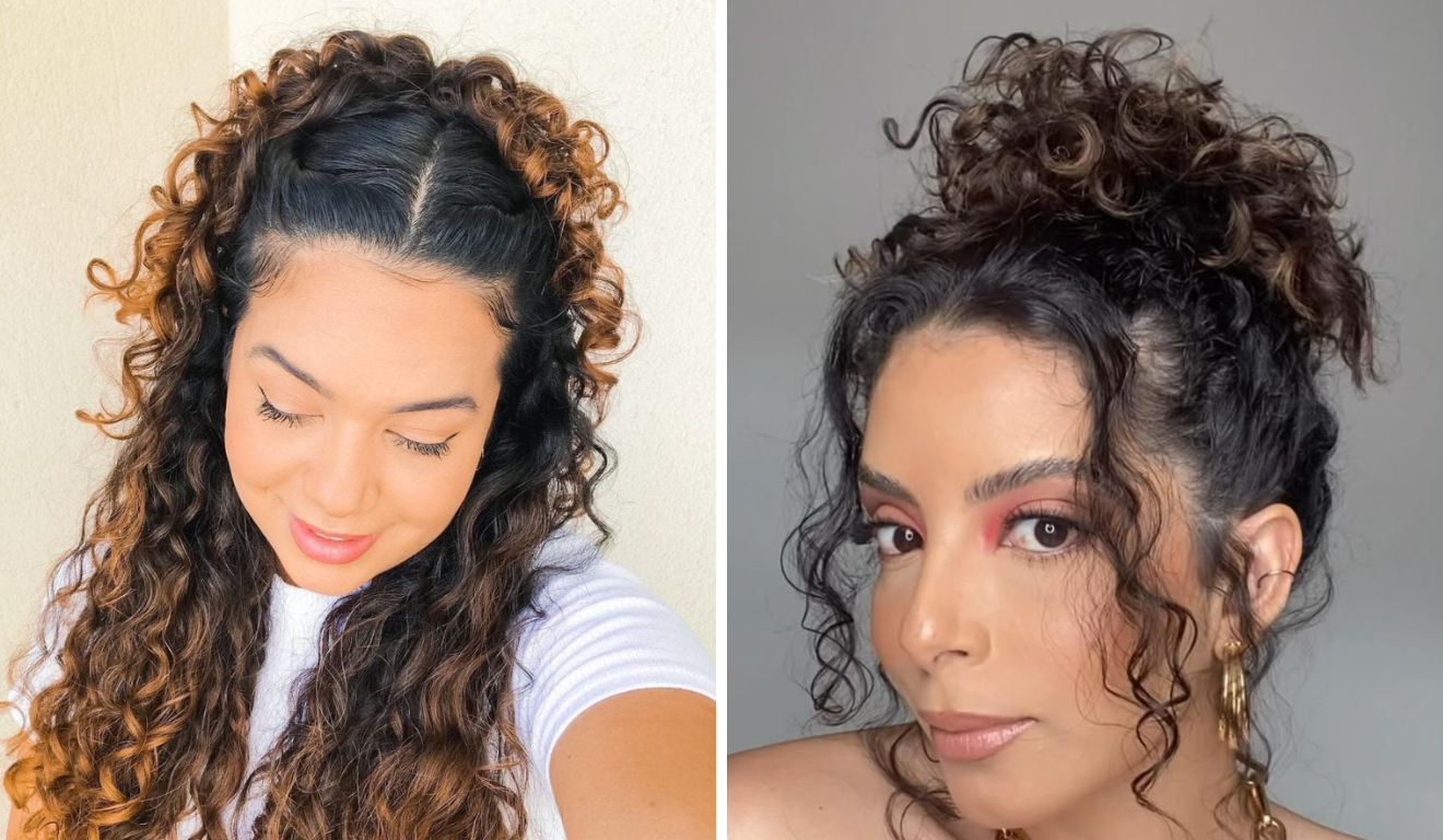 penteado para cabelo cacheado