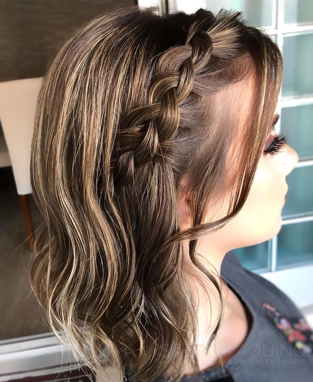 penteado para cabelo medio com trança