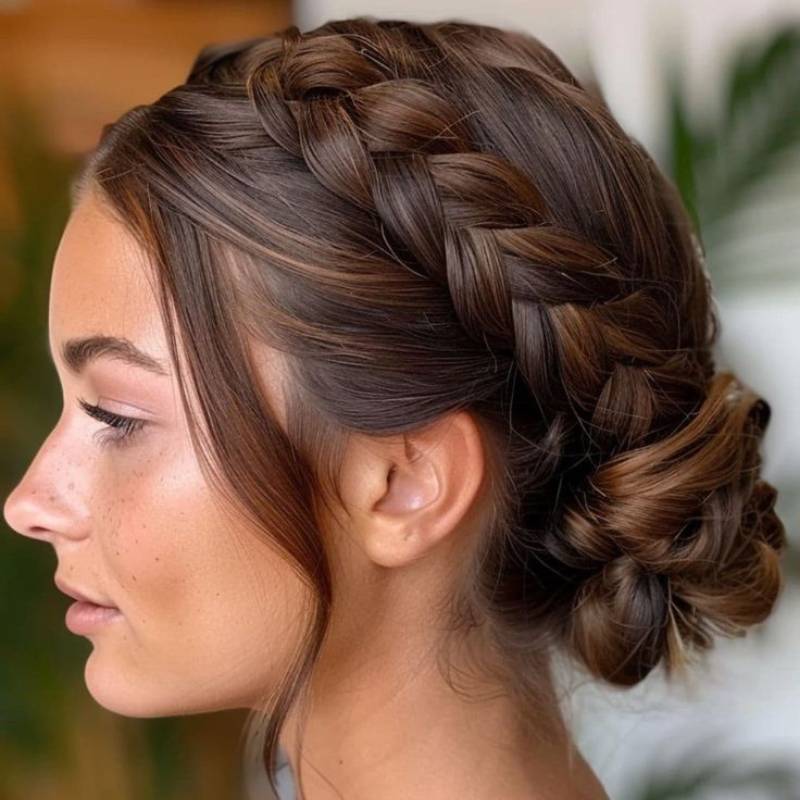 penteado para cabelo medio com trança