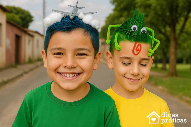 penteado maluco infantil masculino vs penteado simples