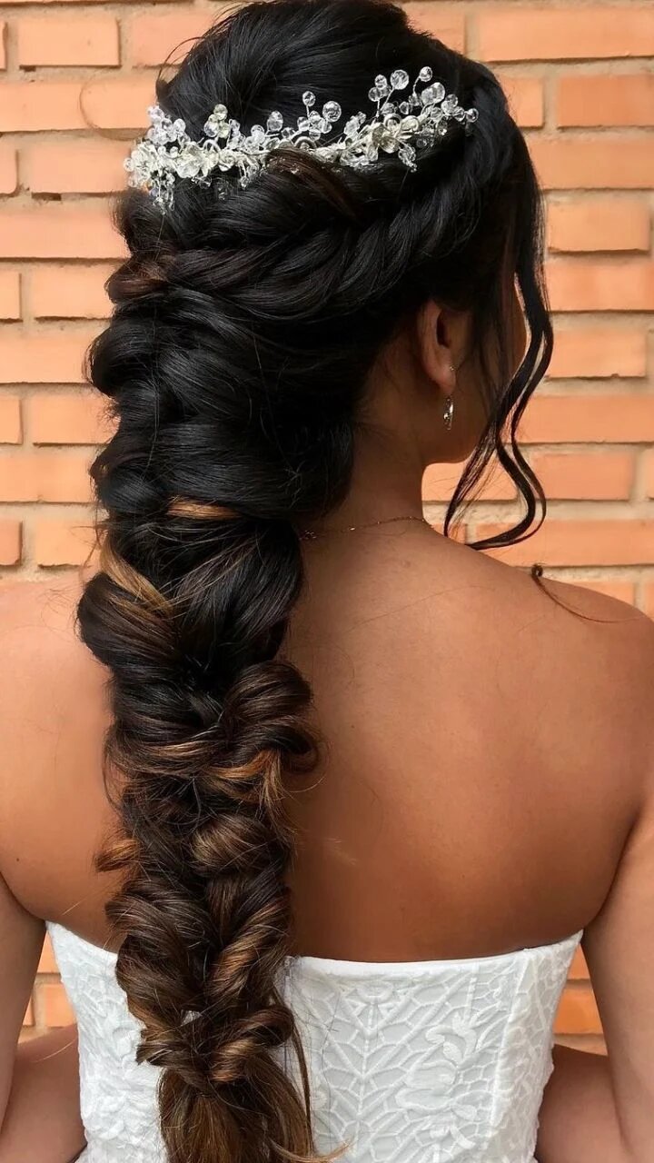 melhores penteados noiva trança cabelo preto