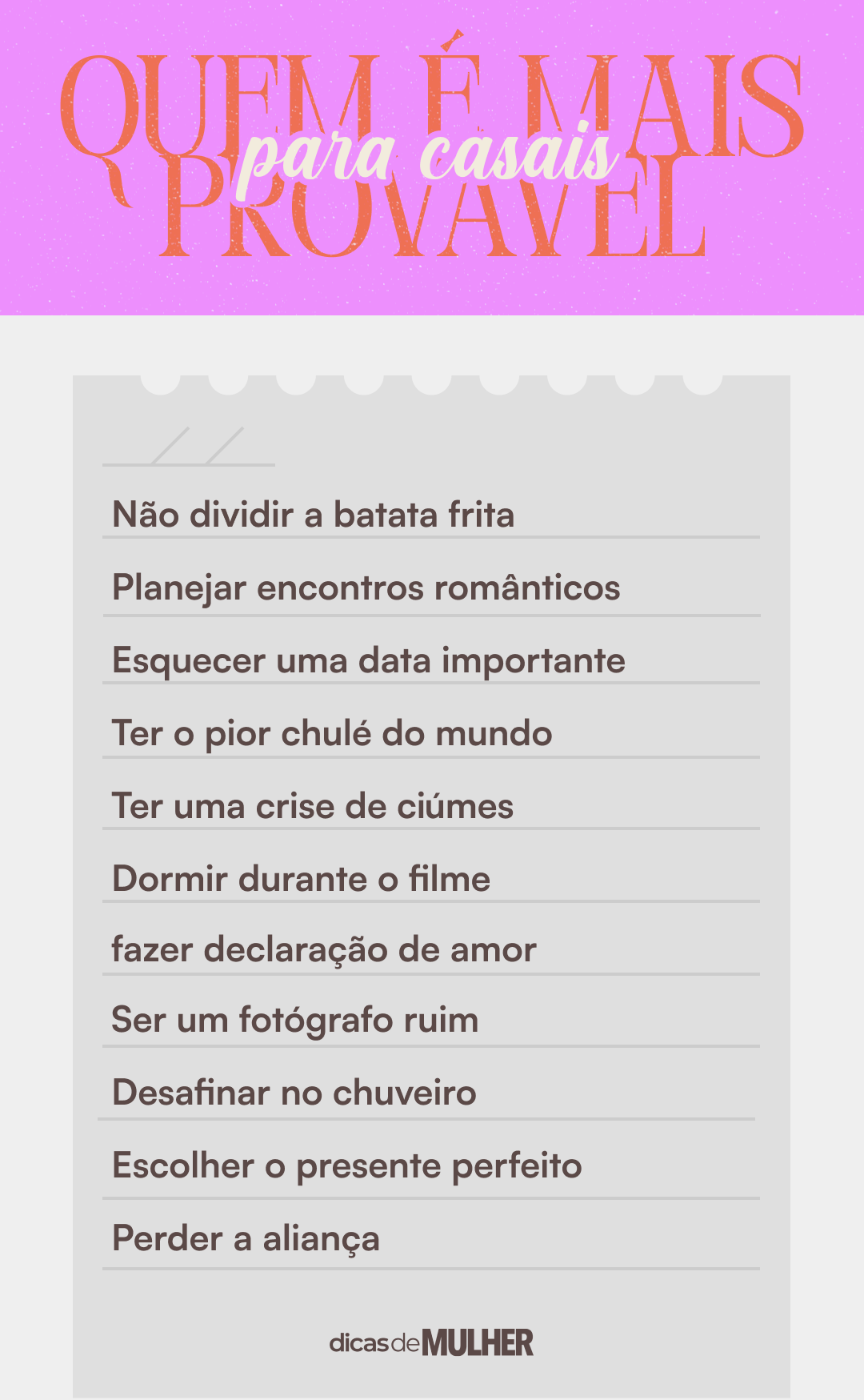 pergunta pra fazer pra namorado