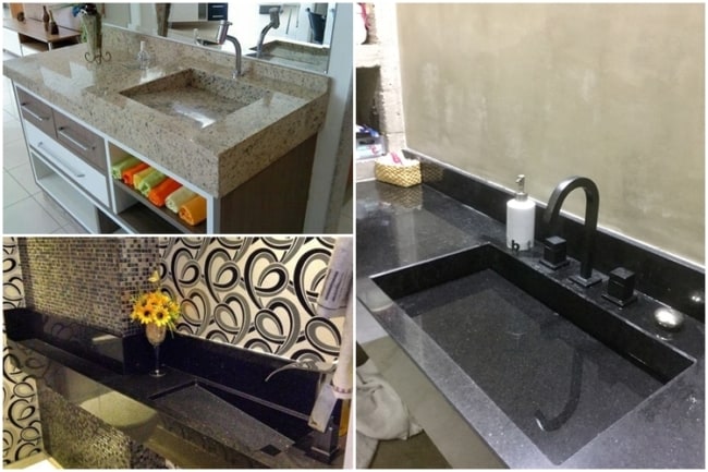 pia esculpida em granito