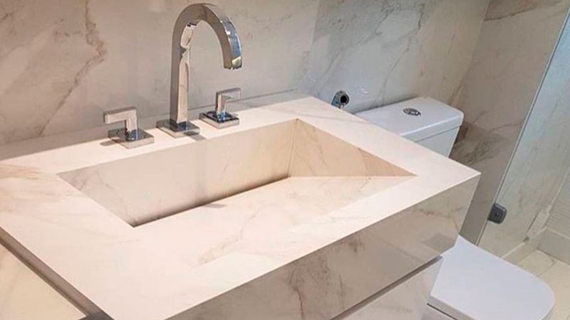 pia esculpida em granito