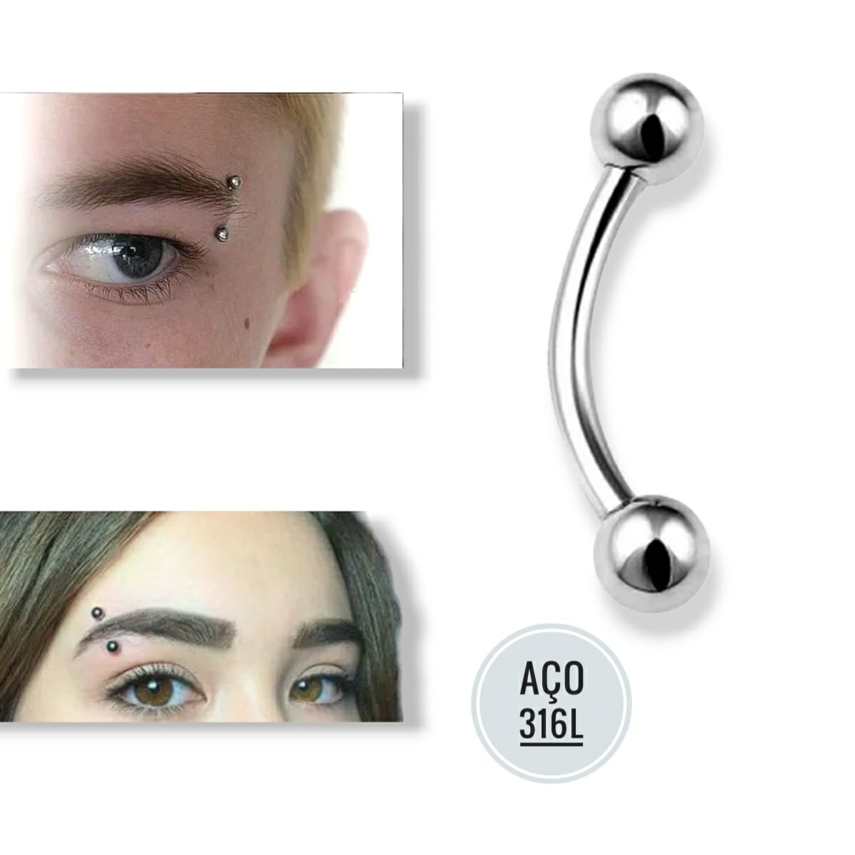 piercing na sobrancelha de titânio