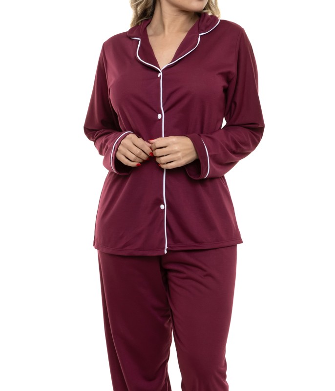 Pijama feminino longo de algodão