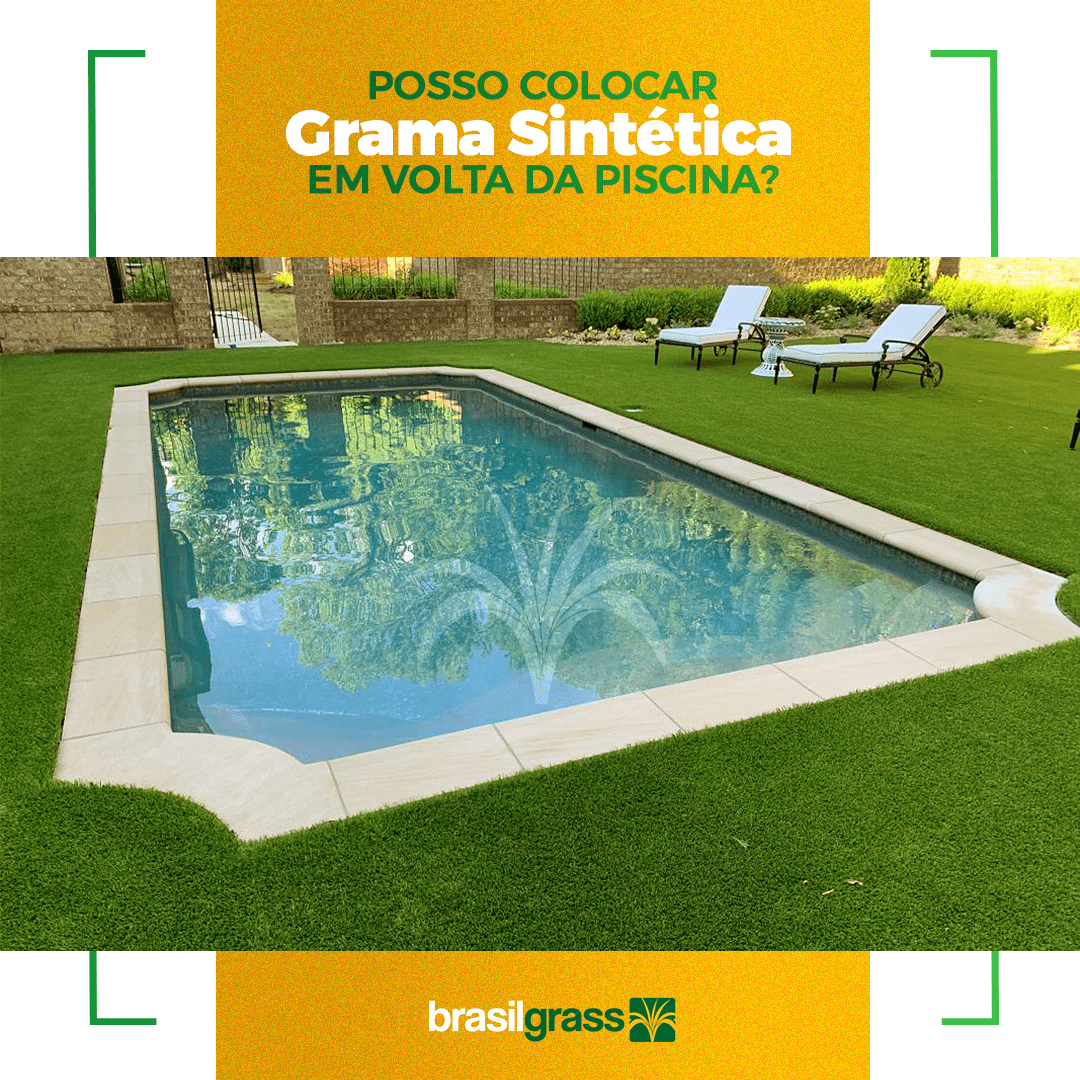 piscina com grama em volta