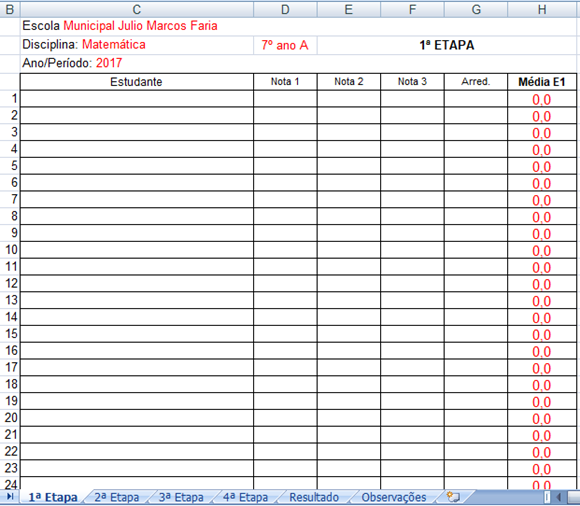 modelo de planilha de notas excel para imprimir